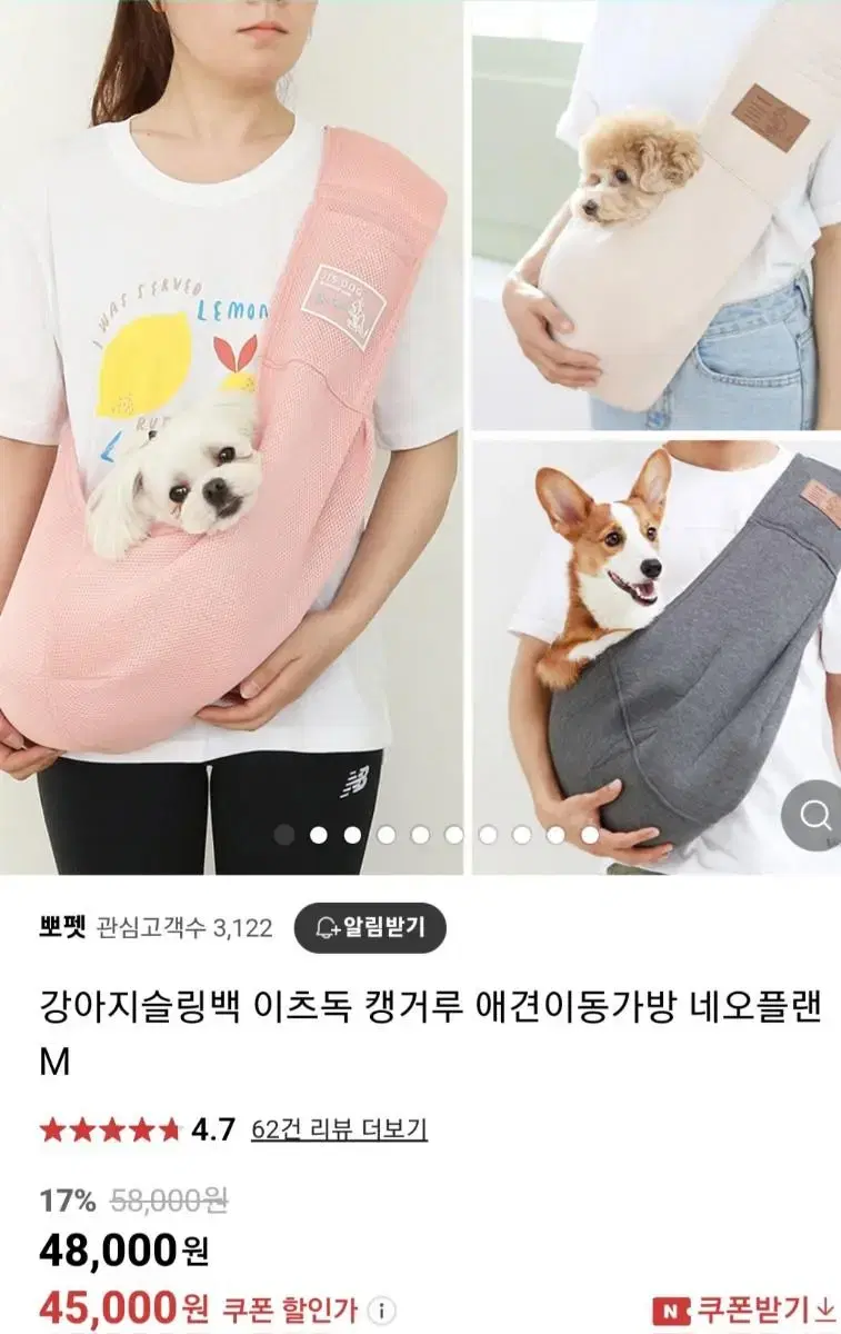 강아지 캥거루가방, 강아지보조가방